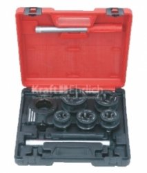 GEWINDESCHNEIDKLUPPENSATZ 3/8" - 1 1/4" inkl Ratsche + Verl&auml;ngerung