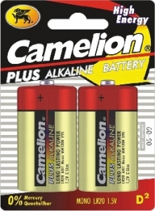 Mono-Batterien CAMELION AlkalinePlus Ty D/LR20, 1,5V, 2er Pack